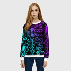 Женский свитшот 3D Тату Токийские мстители неон - фото 2