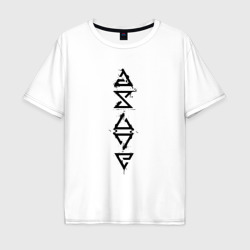 Мужская футболка хлопок Oversize Знаки Ведьмака чёрные