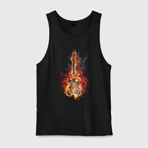 Мужская майка хлопок Burning guitar
