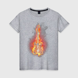 Женская футболка хлопок Burning guitar