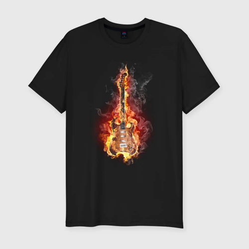 Мужская футболка хлопок Slim Burning guitar
