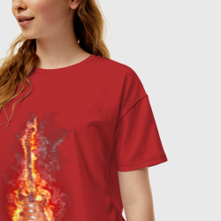 Женская футболка хлопок Oversize Burning guitar - фото 2