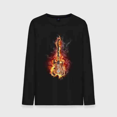 Мужской лонгслив хлопок Burning guitar