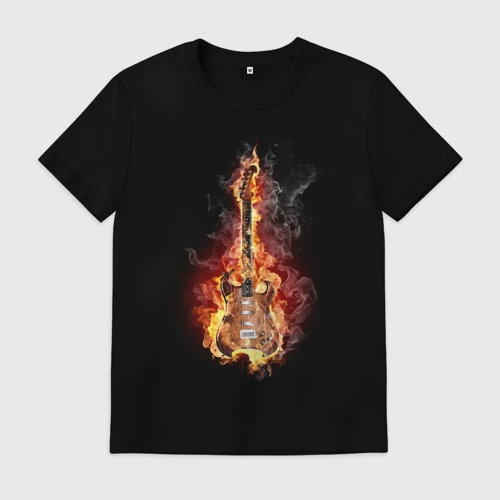 Мужская футболка хлопок Burning guitar