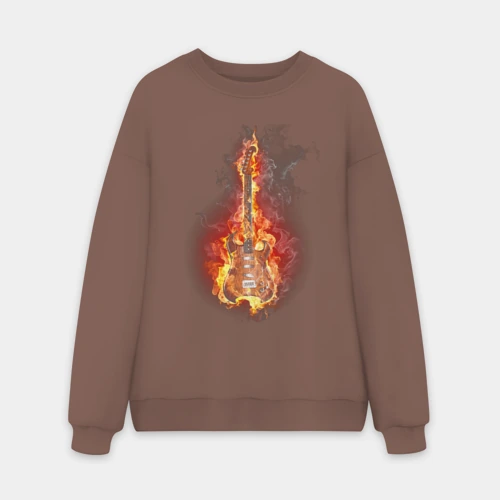 Мужской свитшот oversize без начеса хлопок Burning guitar