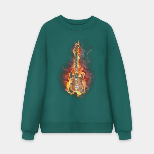 Мужской свитшот oversize без начеса хлопок Burning guitar