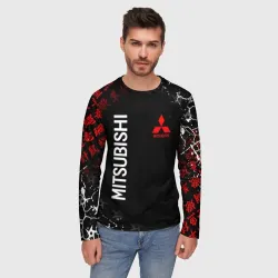Мужской лонгслив 3D Mitsubishi samurai Japan style иероглифы - фото 2