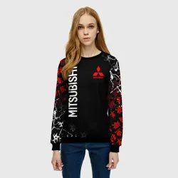 Женский свитшот 3D Mitsubishi samurai Japan style иероглифы - фото 2