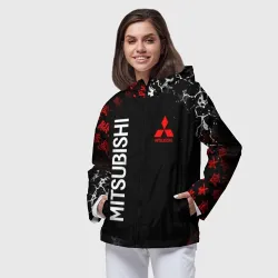 Женская ветровка 3D Mitsubishi samurai Japan style иероглифы - фото 2