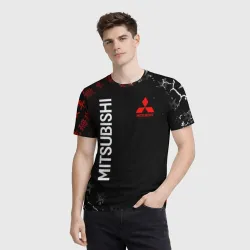 Мужская футболка 3D Mitsubishi samurai Japan style иероглифы - фото 2