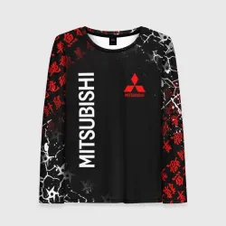 Женский лонгслив 3D Mitsubishi samurai Japan style иероглифы
