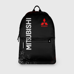 Рюкзак с принтом Mitsubishi samurai Japan style иероглифы для любого человека, вид спереди №3. Цвет основы: белый
