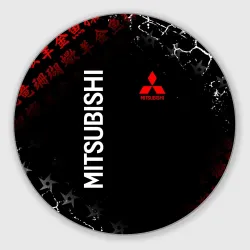 Круглый коврик для мышки Mitsubishi samurai Japan style иероглифы
