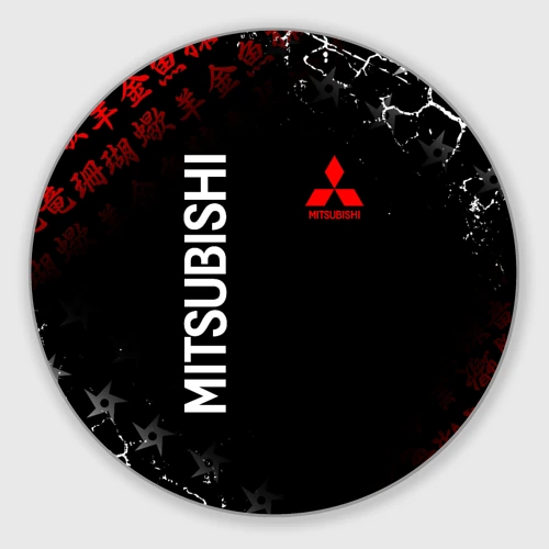 Круглый коврик для мышки Mitsubishi samurai Japan style иероглифы