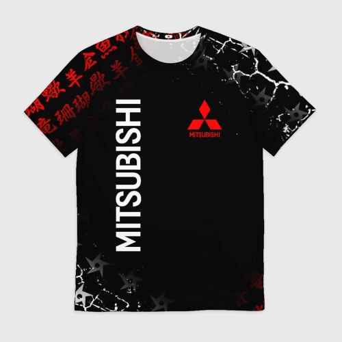 Мужская футболка 3D Mitsubishi samurai Japan style иероглифы
