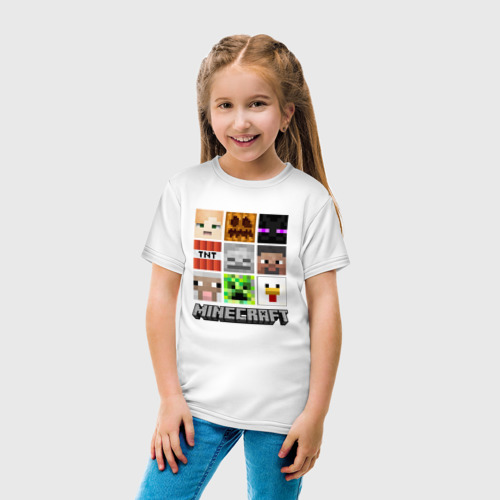 Детская футболка хлопок Мир Майнкрафта, кубики, цвет белый - фото 5