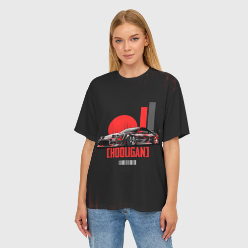Женская футболка oversize 3D Hooligan hoonigan, цвет 3D печать - фото 3