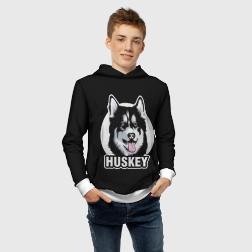 Детская толстовка 3D Собака Хаски Husky, цвет белый - фото 6