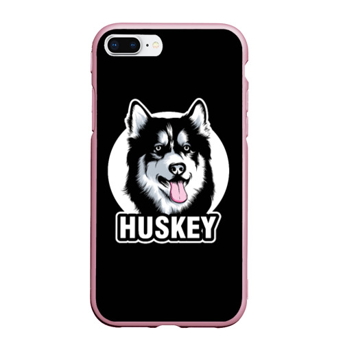 Чехол для iPhone 7Plus/8 Plus матовый Собака Хаски Husky, цвет розовый