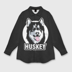 Мужская рубашка oversize 3D Собака Хаски Husky