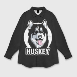 Женская рубашка oversize 3D Собака Хаски Husky