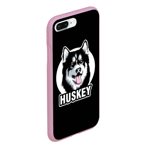 Чехол для iPhone 7Plus/8 Plus матовый Собака Хаски Husky, цвет розовый - фото 3