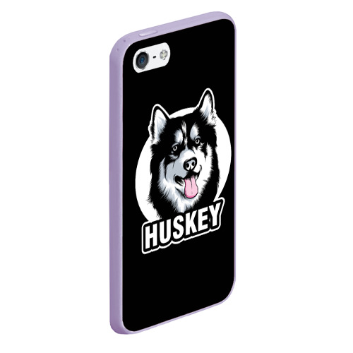 Чехол для iPhone 5/5S матовый Собака Хаски Husky, цвет светло-сиреневый - фото 3