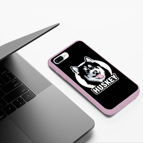 Чехол для iPhone 7Plus/8 Plus матовый Собака Хаски Husky, цвет розовый - фото 5