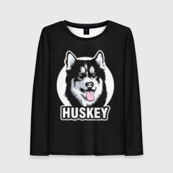 Женский лонгслив 3D Собака Хаски Husky