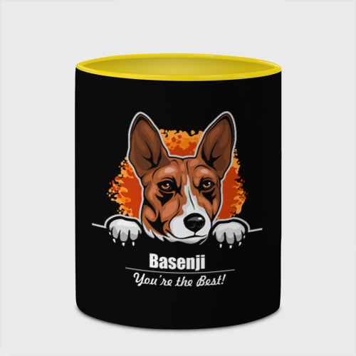 Кружка с полной запечаткой Басенджи Basenji, цвет белый + желтый - фото 4