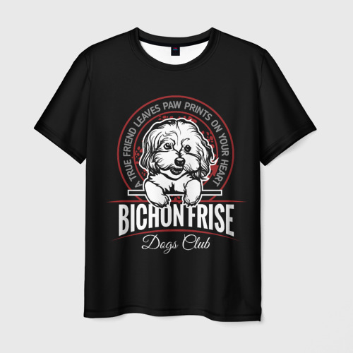 Мужская футболка с принтом Бишон Фризе Bichon Frize, вид спереди №1
