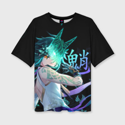 Женская футболка oversize 3D Genshin Impact: Сяо