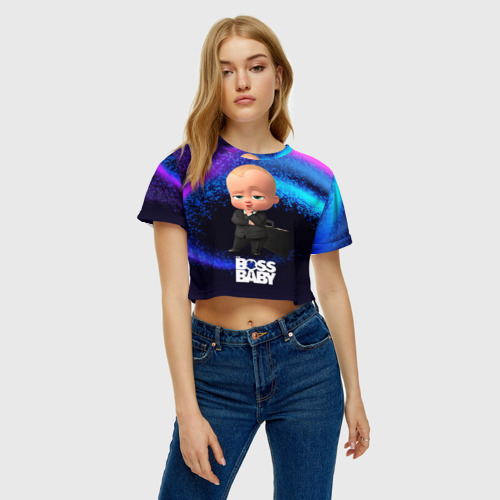 Женская футболка Crop-top 3D Деловой Босс-молокосос в костюме, цвет 3D печать - фото 3