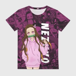 Женская футболка 3D Незуко, Клинок рассекающий демонов