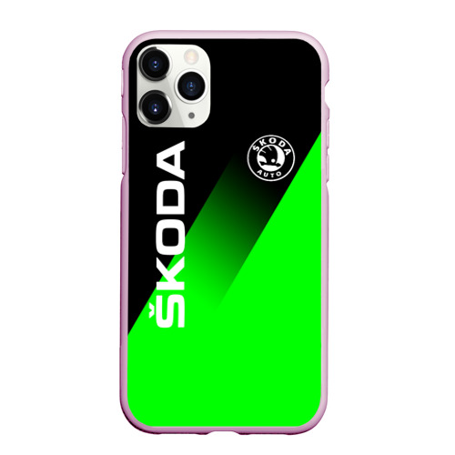 Чехол для iPhone 11 Pro Max матовый Skoda green line style sport, цвет розовый