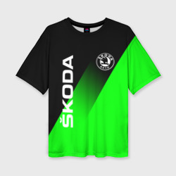 Женская футболка oversize 3D Skoda green line style sport
