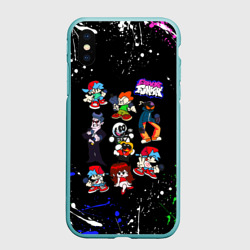 Чехол для iPhone XS Max матовый FNF Герои игры, брызги красок, граффити лого