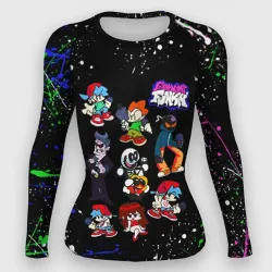 Женский рашгард 3D FNF Герои игры, брызги красок, граффити лого