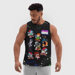 Мужская спортивная майка 3D FNF Герои игры, брызги красок, граффити лого - фото 2