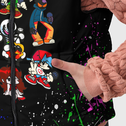 Детский жилет утепленный 3D FNF Герои игры, брызги красок, граффити лого, цвет черный - фото 6