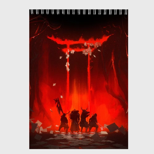 Скетчбук Ghost of Tsushima самураи в огне