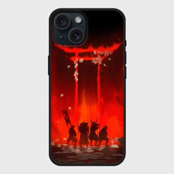 Чехол силиконовый для Apple iPhone 15 матовый Ghost of Tsushima самури в огне