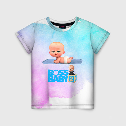 Детская футболка с принтом Маленький босс молокосос, вид спереди №1