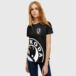 Женская футболка 3D Skoda black & white style - фото 2