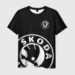 Мужская футболка 3D Skoda black & white style