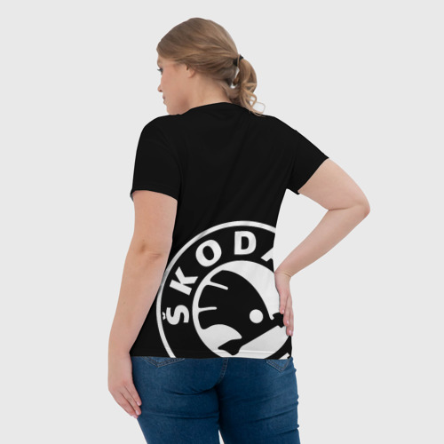 Женская футболка 3D Skoda black & white style, цвет 3D печать - фото 7