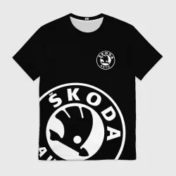 Мужская футболка 3D Skoda black & white style