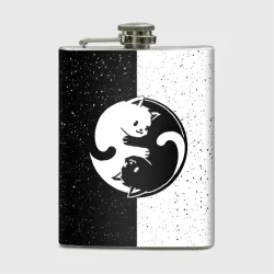 Фляга Yin yang cats Инь Янь котики в звёздном небе