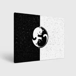 Холст прямоугольный Yin yang cats Инь Янь котики в звёздном небе