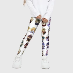 Детские леггинсы 3D Все Герои Геншин Импакта чиби паттерн - фото 2